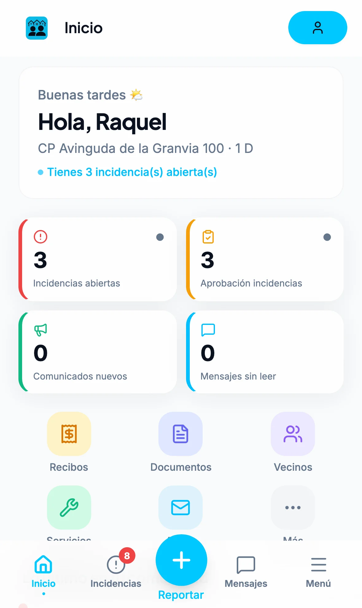 App de vecinos VecinApp - Panel principal para gestión de comunidades de propietarios